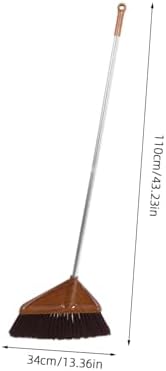 Wood Grain Broom with Ergonomic Handle for Indoor Outdoor Cleaning