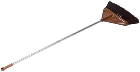 Wood Grain Broom with Ergonomic Handle for Indoor Outdoor Cleaning