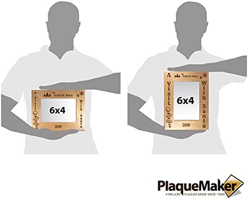 PlaqueMaker Visit with Santa 4x6 Photo Frame - Customizable Name Year