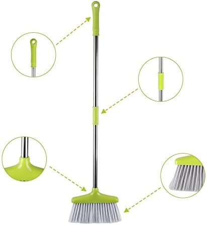 FGY Broom and Dustpan Combo Set for Pets Home Use Green