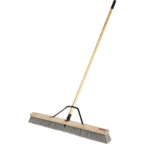 Rubbermaid Commercial Fine Bristle Push Broom 36 Wood Grain 1