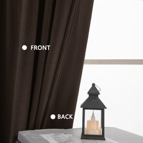 SMILETIME 52 x 96 Brown Back Tab Curtains 2-Panel Set
