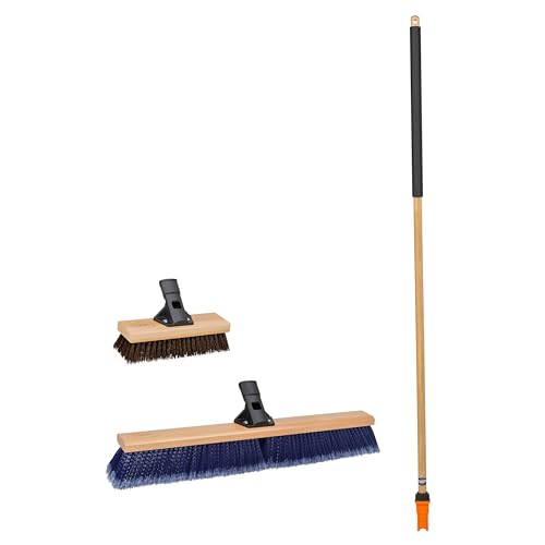 SWOPT 10 Deck Brush 24 Push Broom Combo with 60 Wooden Handle
