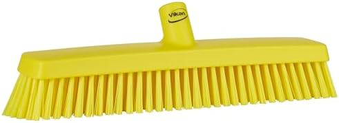 Vikan 31756 16 Inch Push Broom Soft and Stiff Bristles Yellow