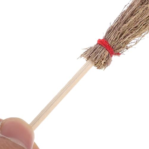 EXCEART Mini Broom Hanging Decor with Red Rope 12Pcs