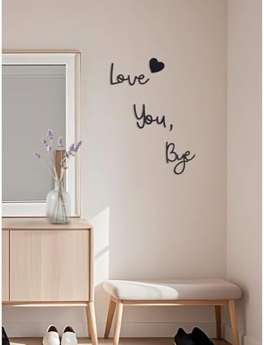 Love You Bye Wood Door Sign Heart Design Decor