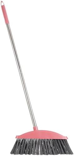 Ciieeo Heavy-Duty Broom with Long Handle and Pink Design