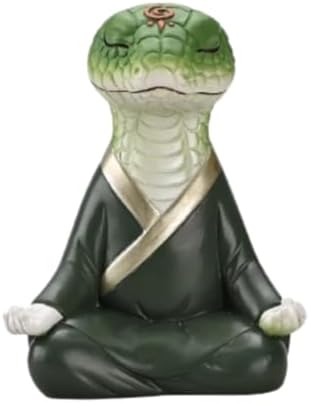 Zen Snake Figurine Statue - Green Resin Feng Shui Decor