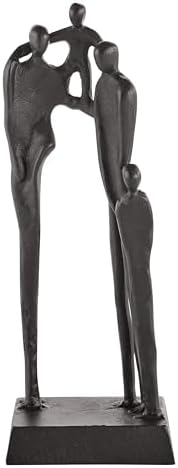 Brown Cast Iron Family of Four Sculpture - Tabletop Decor