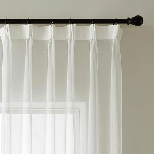 White Sheer Curtains 2 Panels 90x54 Inches Adjustable Drapes