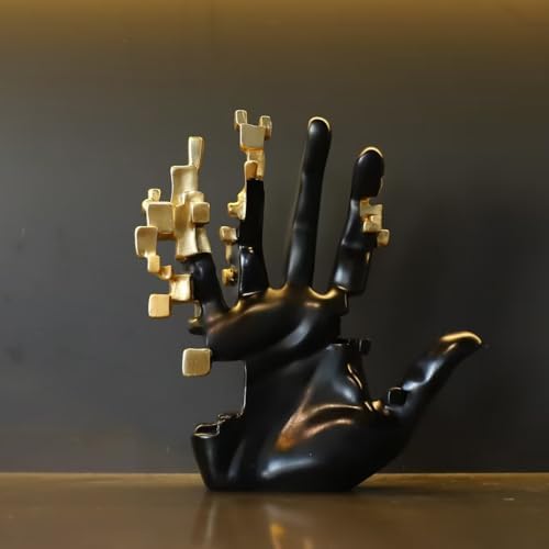 Rekeell Decorative Geometric Abstract Palm Sculpture Black Gold 1