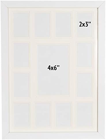 White Wood Collage Picture Frame with 13 Openings