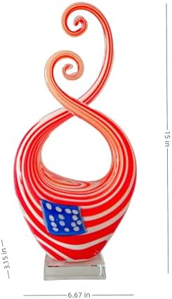 LLAVVD 14 Glass Flag Sculpture with Base Patriotic Decor