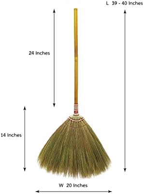 AW BROOMS Indoor Grass Broom 40 Inch Bamboo Handle
