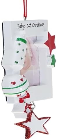 Personalized Baby Christmas Ornament Frame Gender Neutral Keepsake Decoration