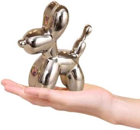 ZEYI Dec Cute Silver Balloon Dog Statue Decor