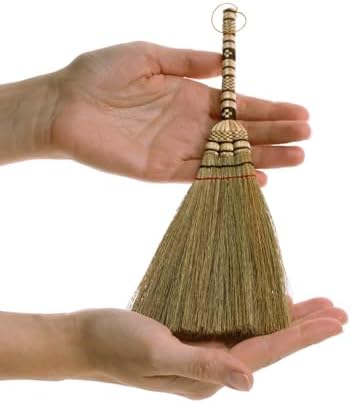 SKENNOVA 11 Inch Tiny Asian Whisk Broom with Embroidery Handle