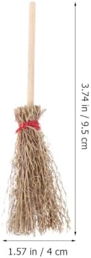 EXCEART Mini Broom Hanging Decor with Red Rope 12Pcs