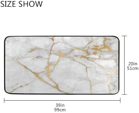 My Little Nest Luxury Gold Marble Kitchen Rug - 39 x 20