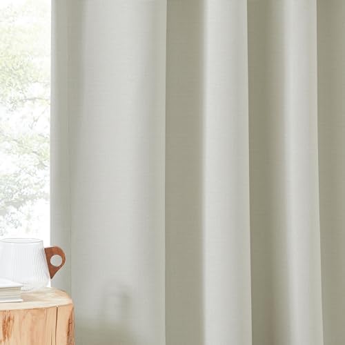 NICETOWN Faux Linen Curtains 2 Panels 90 Inches Long for Doorway