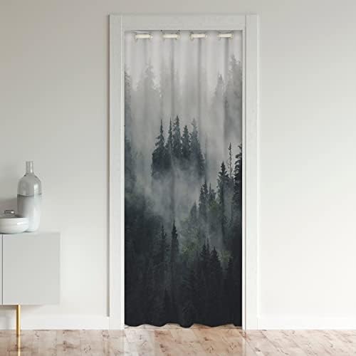 jejeloiu Smoky Mountain Door Curtain 52x80 Inch Panel