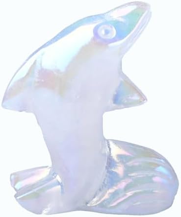 WUYOUSHI 1PC Electroplated Clear Quartz Dolphin Statue Home Decor