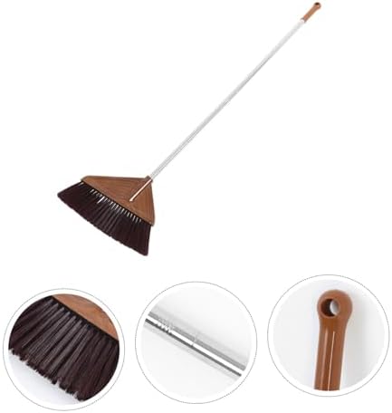 Wood Grain Broom with Ergonomic Handle for Indoor Outdoor Cleaning