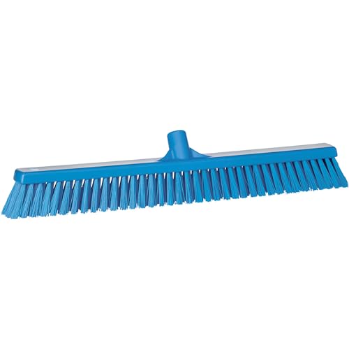 Vikan Push Broom 24 Inch Blue Soft Stiff Bristles