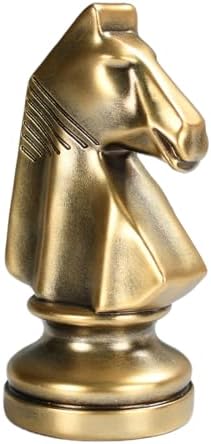 KalyZrts Chess Knight King Queen Gold Statue Decor
