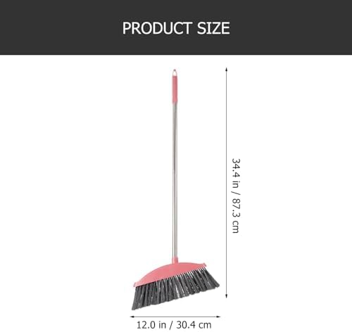 Ciieeo Heavy-Duty Broom with Long Handle and Pink Design