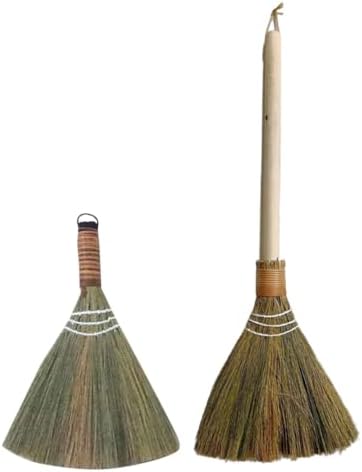 VOSAREA 2PCS Hand Woven Kitchen Broom with Wood Handle