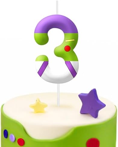 AONIART Green Number 3 Birthday Candle for Kids