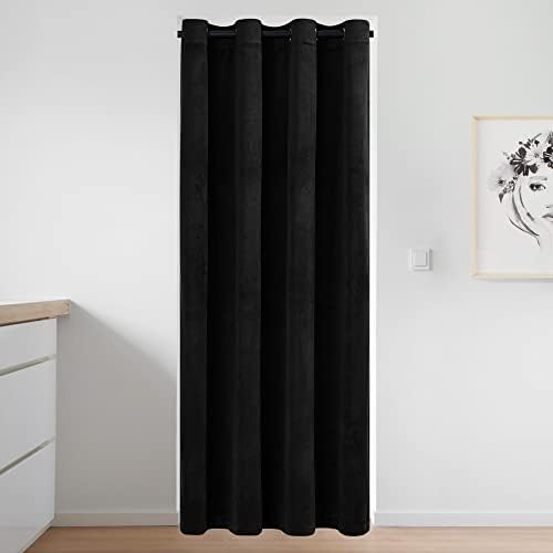 NICETOWN Black Velvet Panel Curtain 96 Inch