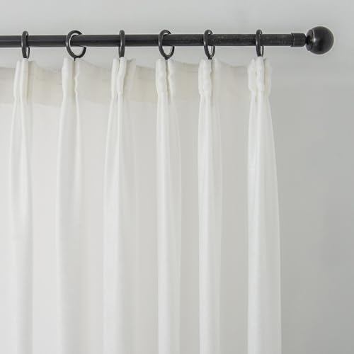 Non-See-Through White Curtain 90 Inch 2 Panels Privacy Drapes