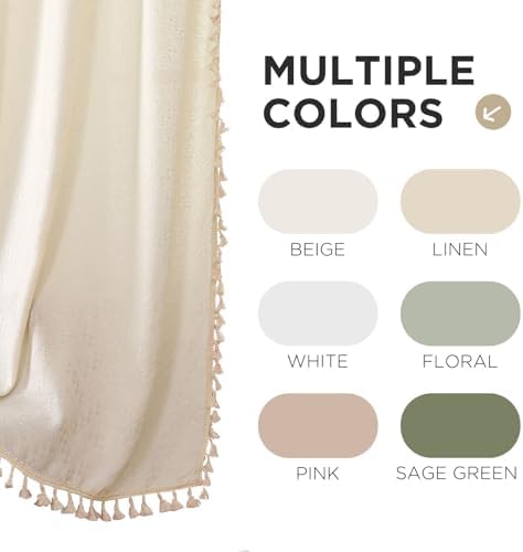 Joydeco Beige Boho Curtains 2 Panels 90 Inches Long 1
