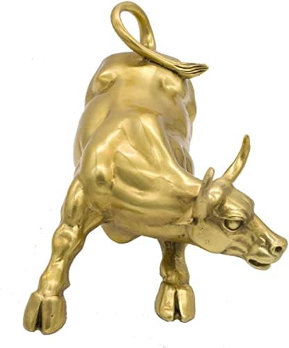 Wall Street Bull Statue 7 Inch Gold Brass Figurine