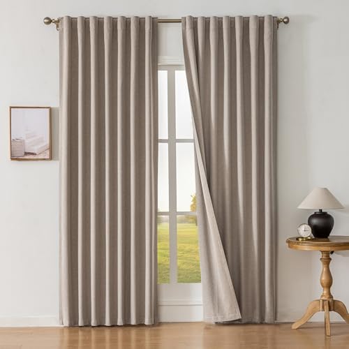 100 Blackout Linen Curtains 96 Inch Long 2 Panels