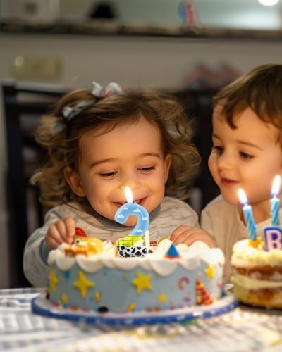 Fauaoy 2nd Birthday Candles Set with Cow Clouds