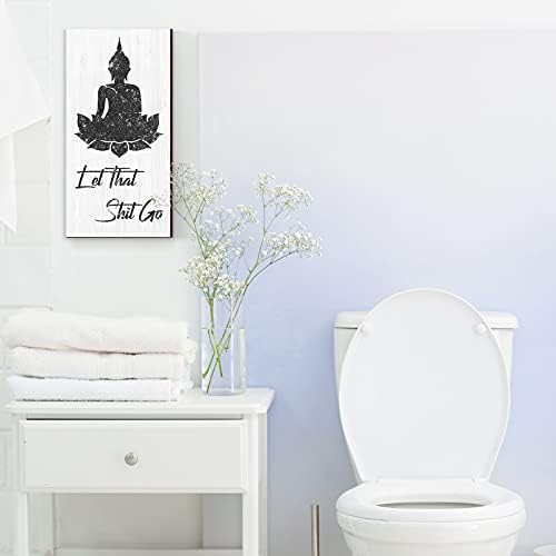 Yookeer Funny Bathroom Wall Decor Quote Buddhist Sign with Hooks