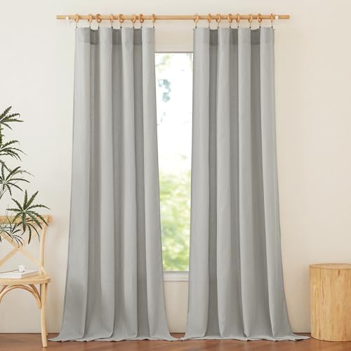 NICETOWN Gray Linen Curtains 95 Long for Boys Room