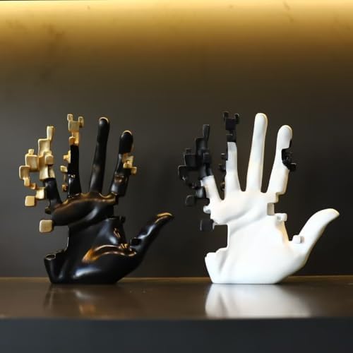 Rekeell Decorative Geometric Abstract Palm Sculpture Black Gold 1