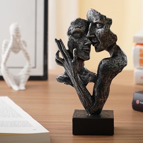 Resin Couples Kiss Sculpture Abstract Romantic Home Decor