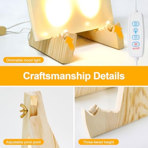 Bnlei Adjustable Wooden Plate Stand with Mood Light