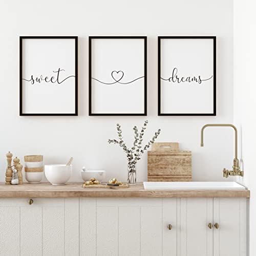 Set of 3 Framed Sweet Dreams Wall Signs 11x14 Black