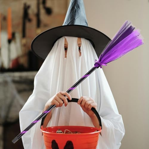 Halloween Witch Broom Purple Cosplay Prop