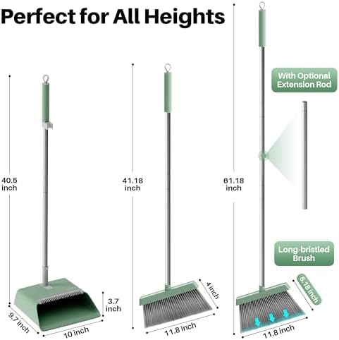 JOYMOOP Extra-Tall Dark Teal Green Broom Set