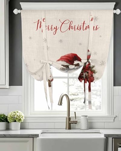 Cuang Life Tie Up Curtains 34x45in Gray Snowflake Retro Linen
