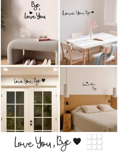 Love You Bye Wood Door Sign Heart Design Decor