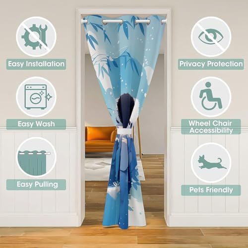 Feelyou Panda Door Curtain - 34x80 Room Darkening Privacy Decor