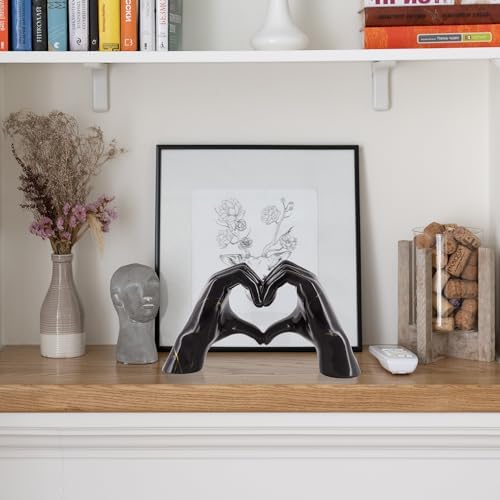 Heart Hands Sculpture Black Decor for Shelves